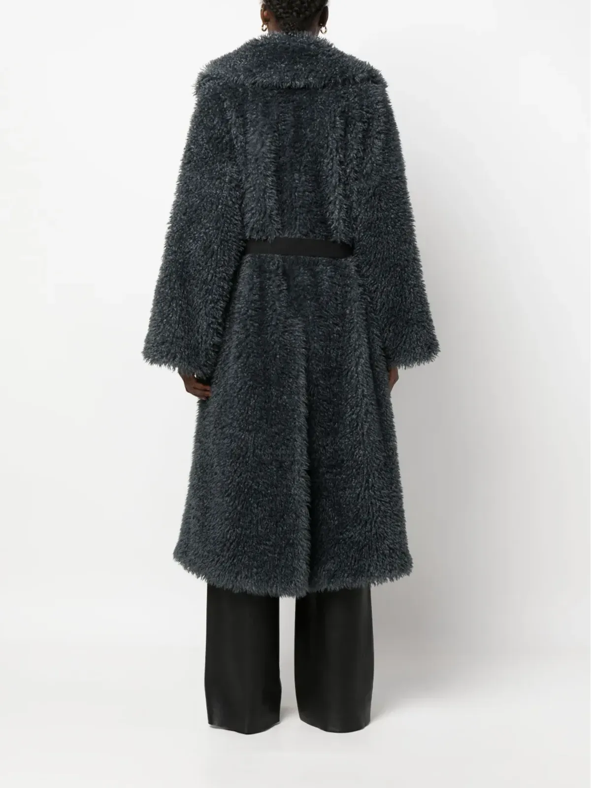Ermanno Scervino ベルト付きシェアリングウールコート - グレー - 画像4