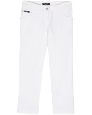 Dolce & Gabbana Pre-Owned クリスタルロゴ クロップドジーンズ ホワイト - サムネイル1