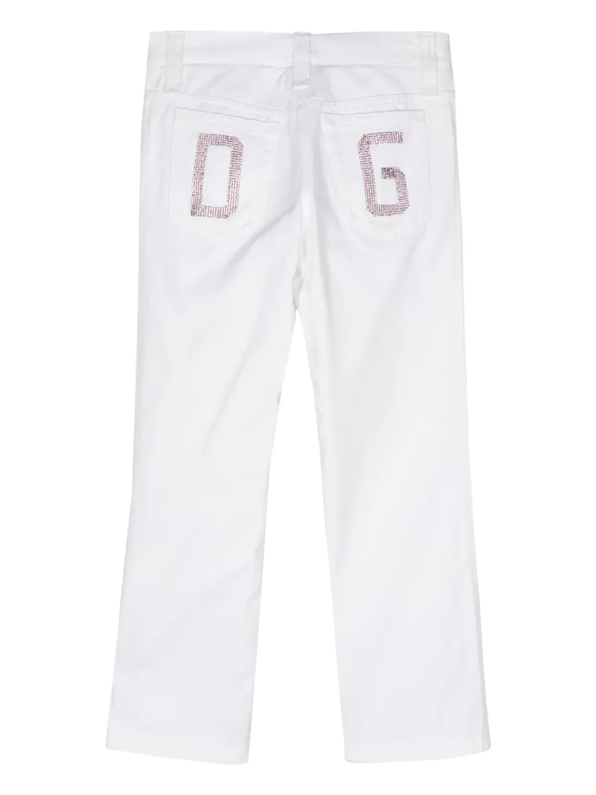 Dolce & Gabbana Pre-Owned クリスタルロゴ クロップドジーンズ ホワイト - 画像2