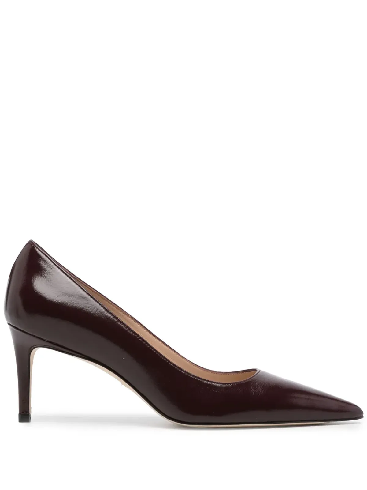 Stuart Weitzman パープルのポインテッドトゥ 75mm レザーパンプス - 画像1