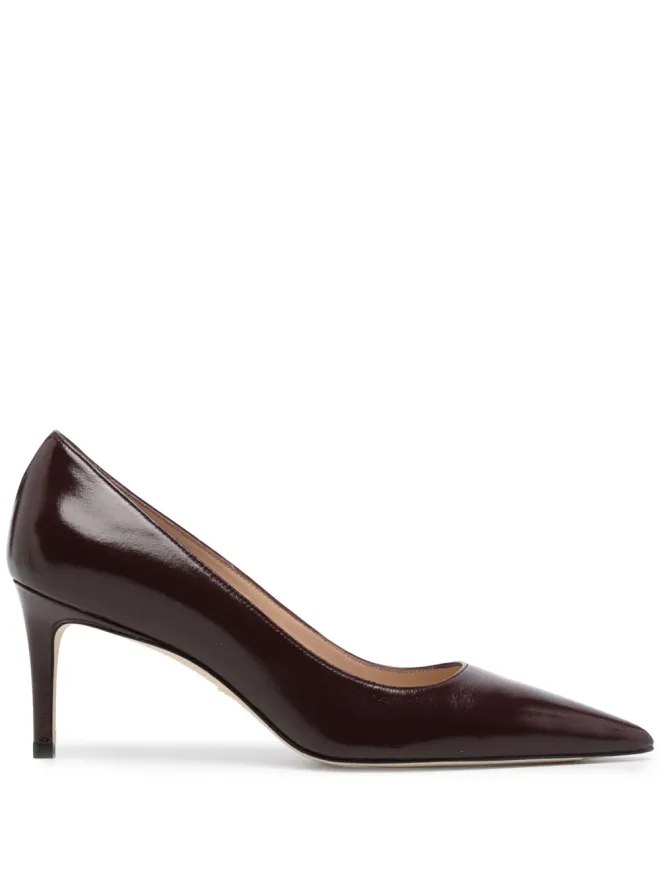 Stuart Weitzman Stuart Weitzman パープルのポインテッドトゥ 75mm レザーパンプスの商品画像