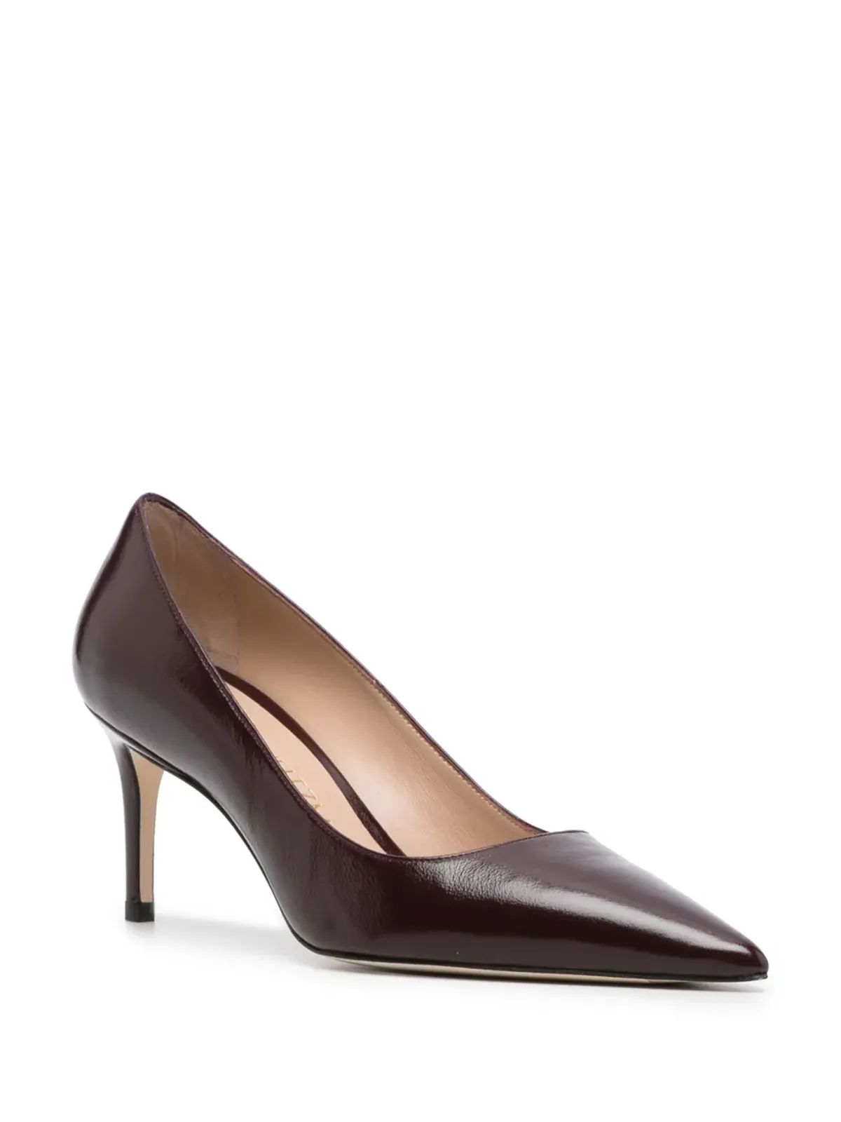 Stuart Weitzman パープルのポインテッドトゥ 75mm レザーパンプス - 画像2