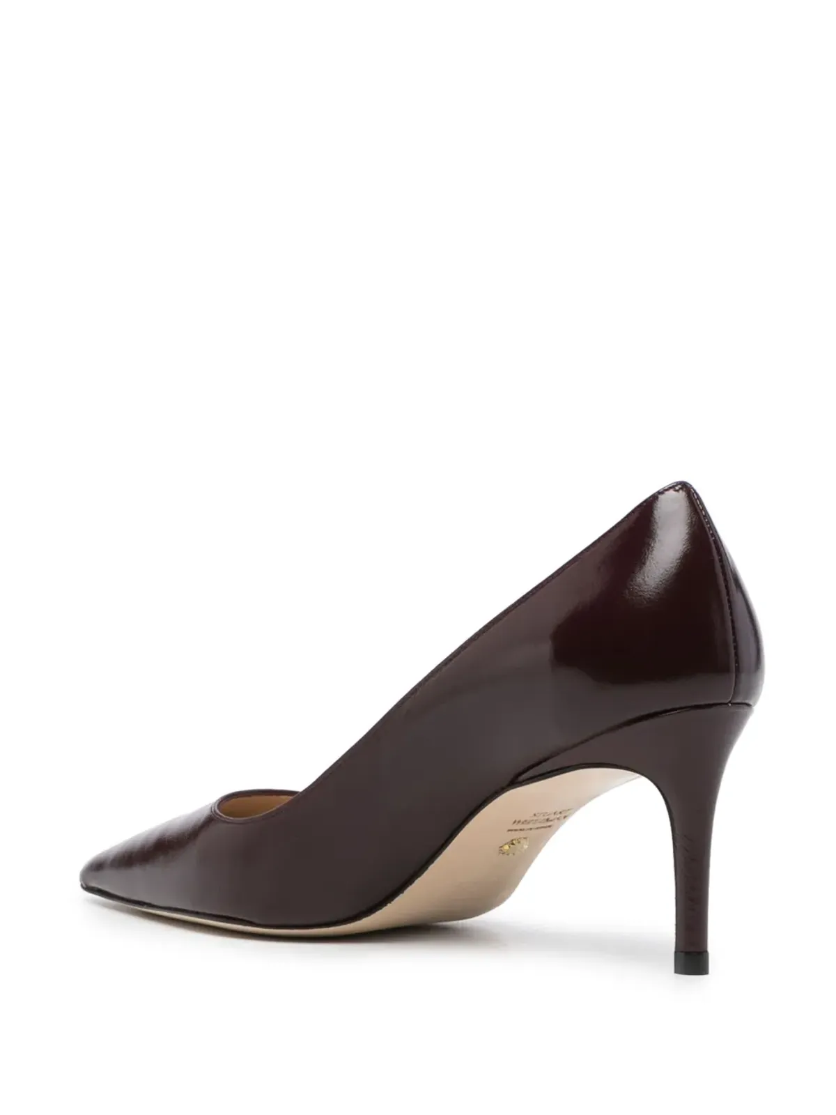 Stuart Weitzman パープルのポインテッドトゥ 75mm レザーパンプス - 画像3