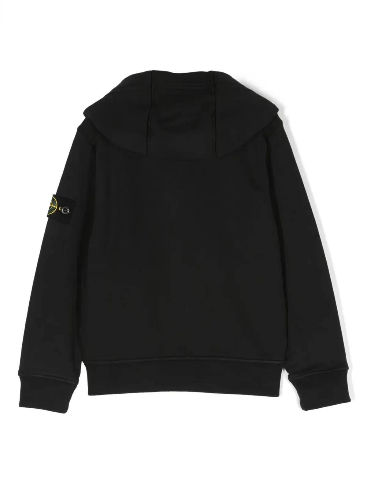 Stone Island Junior コンパスパッチ ジップアップ コットン パーカー（ブラック） - 画像2
