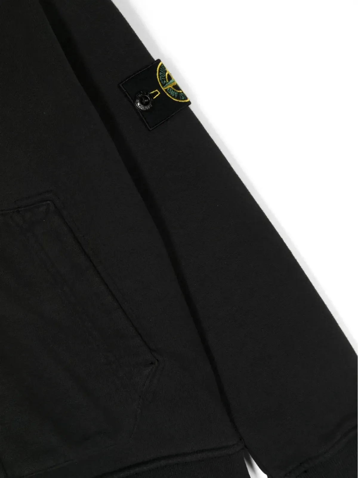 Stone Island Junior コンパスパッチ ジップアップ コットン パーカー（ブラック） - 画像3