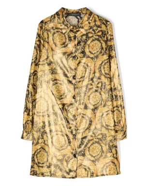Versace Kids バロッコプリント長袖シャツドレス - ゴールド - サムネイル1