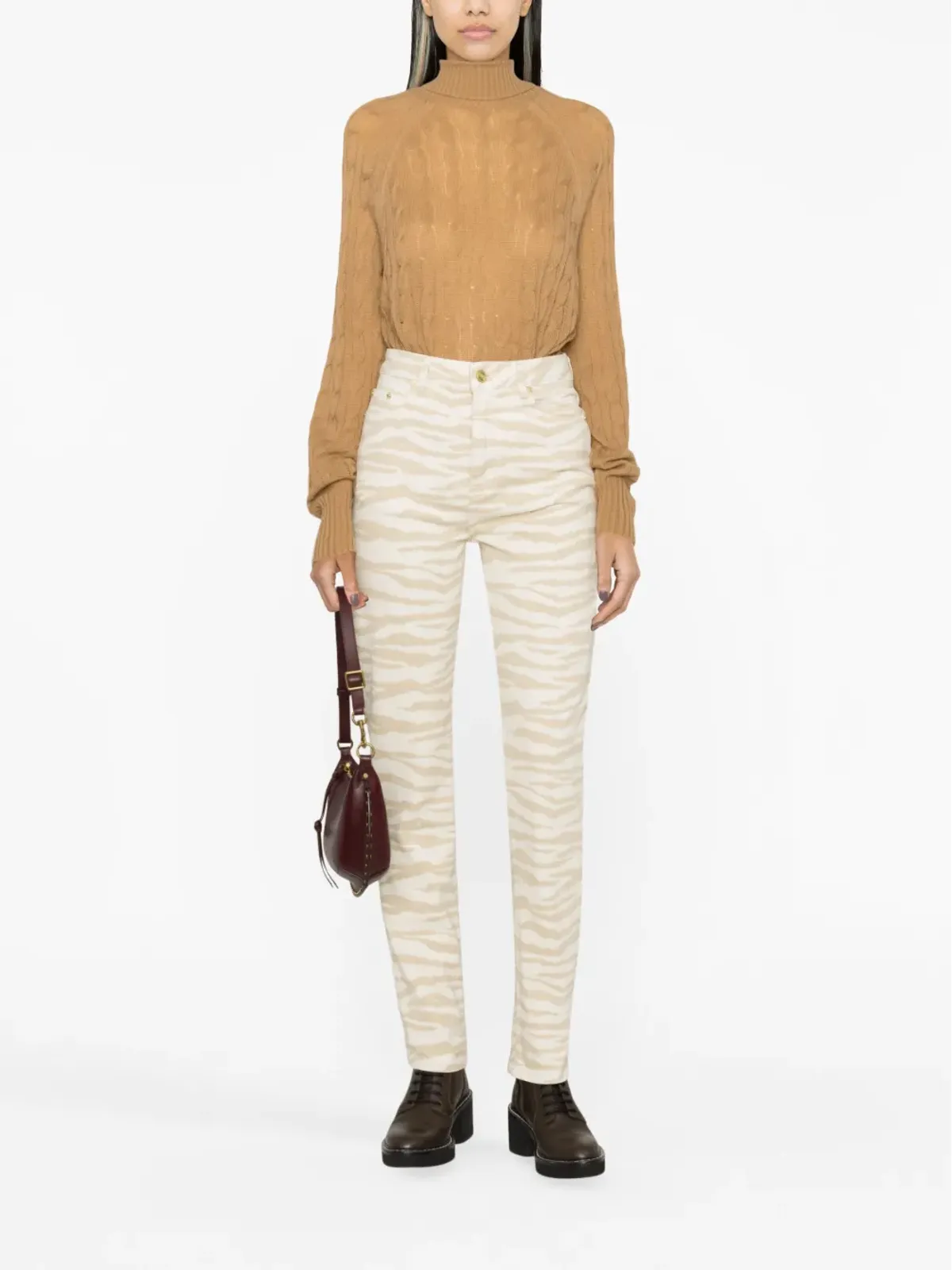 ETRO ケーブル編み ロールネック セーター - Brown - 画像3
