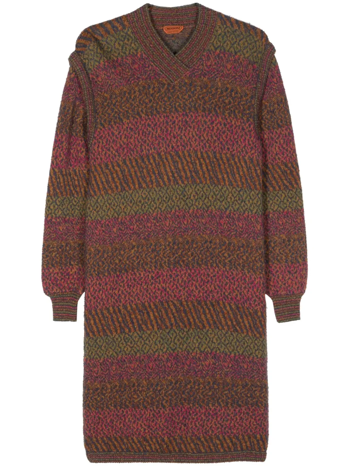 Missoni Pre-Owned 1980年代 細編みミディドレス ピンク - 画像1