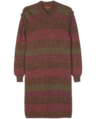 Missoni Pre-Owned 1980年代 細編みミディドレス ピンク - サムネイル1