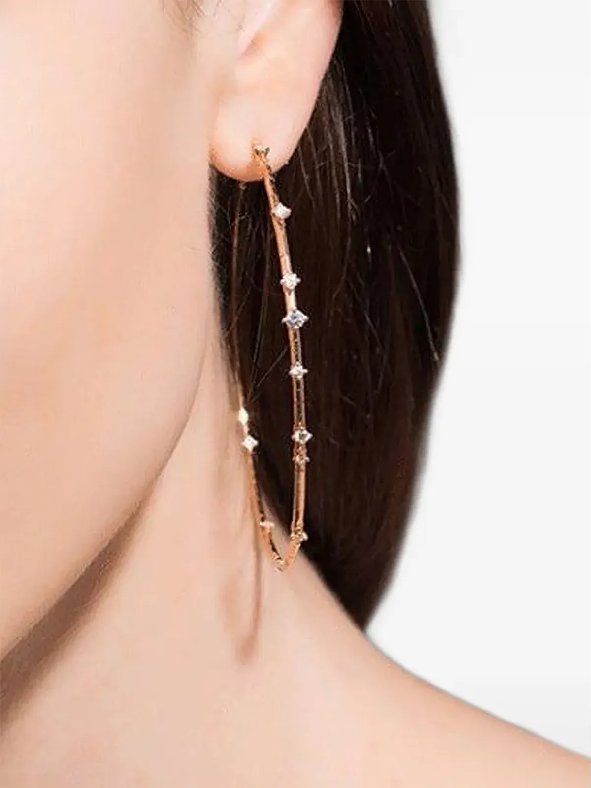 Mattia Cielo 18Kイエローゴールド リュジーダ ダイヤモンド フープピアス - 画像3