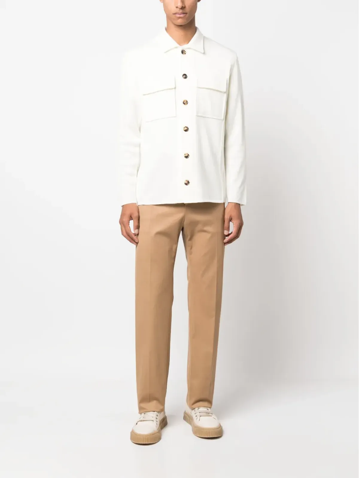 Lardini スプレッドカラー ウール シャツジャケット - 画像2