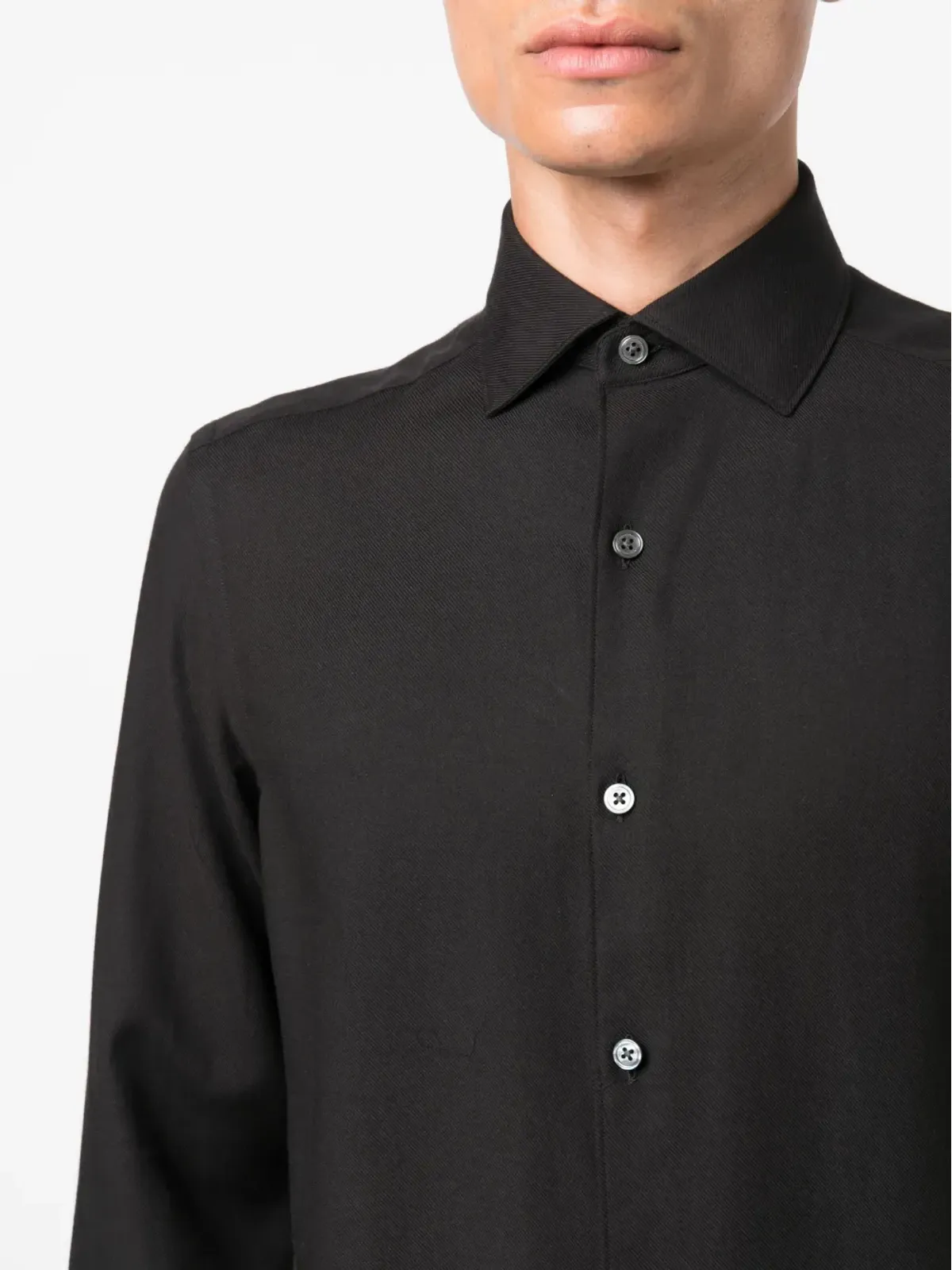 Zegna スプレッドカラー コットンカシミヤ シャツ - 画像5