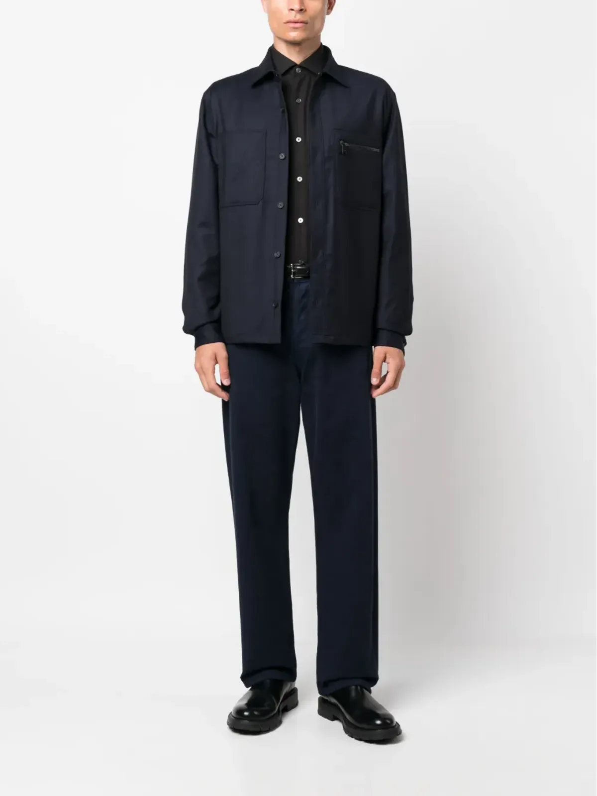 Zegna スプレッドカラー コットンカシミヤ シャツ - 画像2