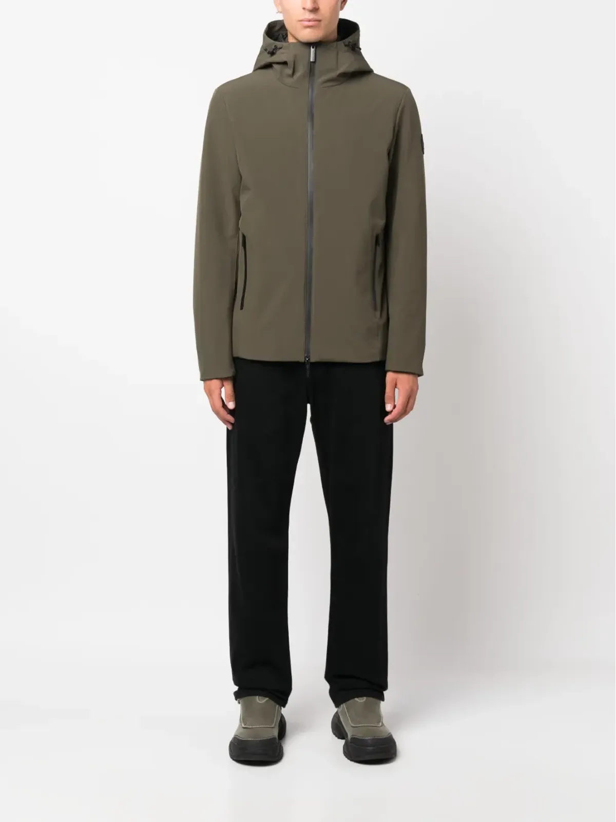 Woolrich ロゴパッチジップアップフードジャケット - 画像2