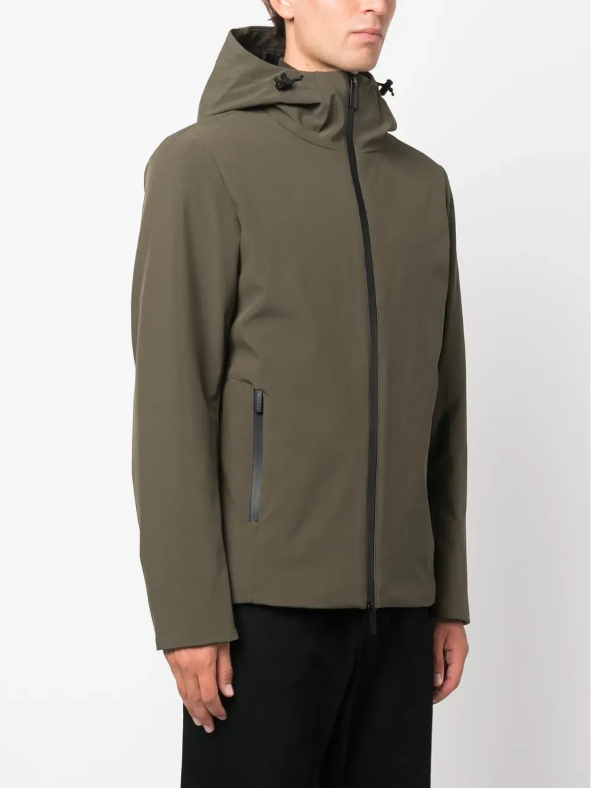Woolrich ロゴパッチジップアップフードジャケット - 画像3
