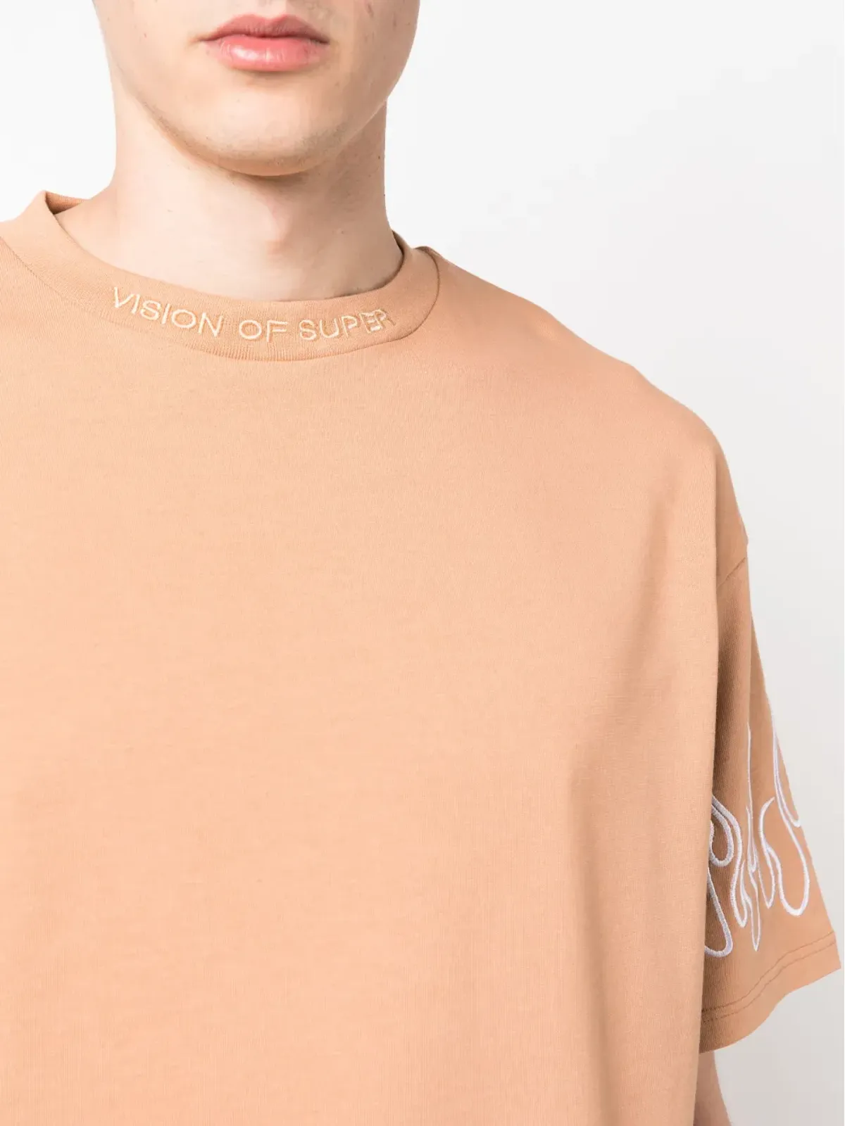Vision Of Super 炎刺繍入りコットンTシャツ - 画像5