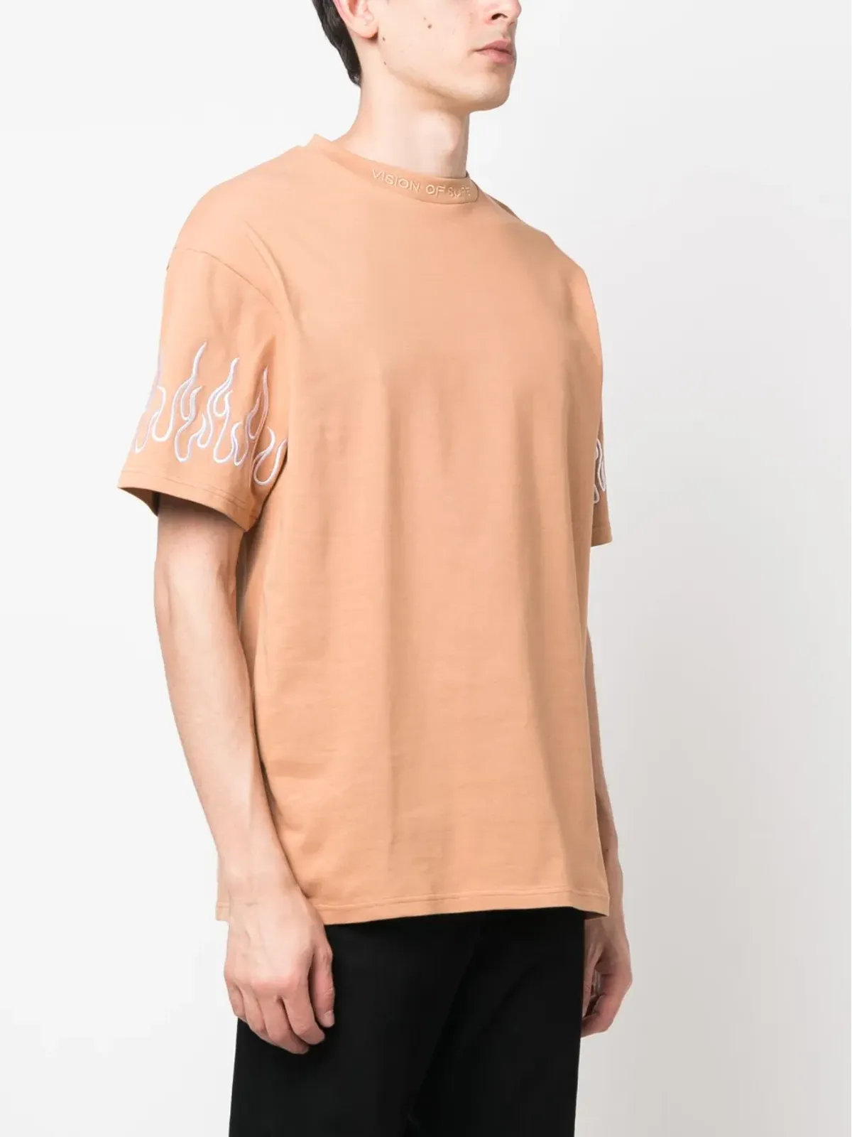 Vision Of Super 炎刺繍入りコットンTシャツ - 画像3