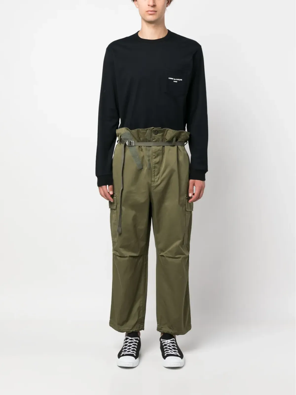 Comme des Garçons Homme ベルト付きテーパードカーゴパンツ - 画像2