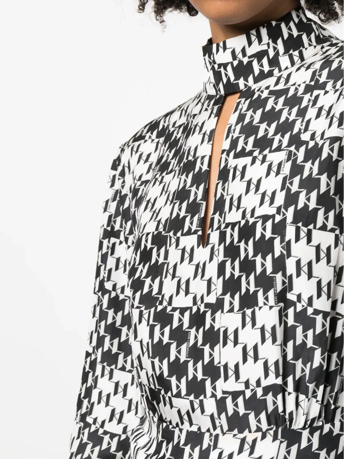 Karl Lagerfeld モノグラムジャカード・シルクドレス - ブラック - 画像5