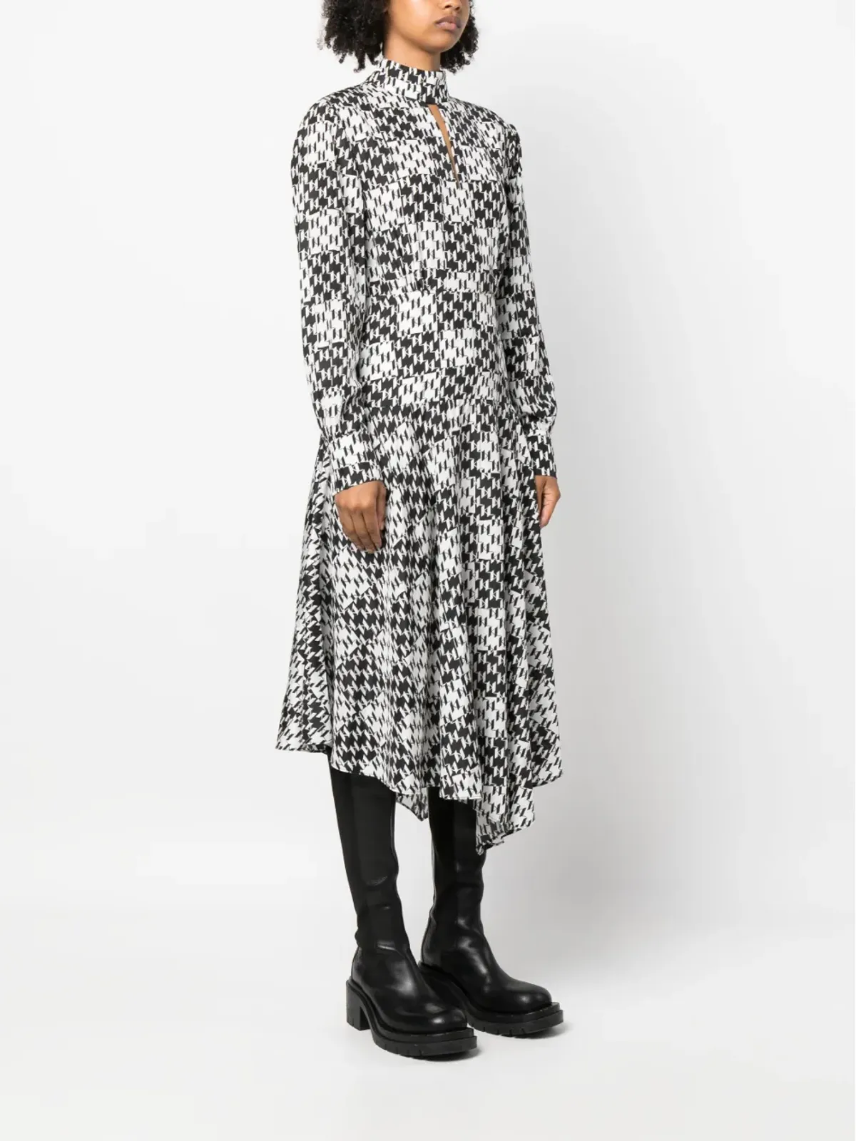 Karl Lagerfeld モノグラムジャカード・シルクドレス - ブラック - 画像3