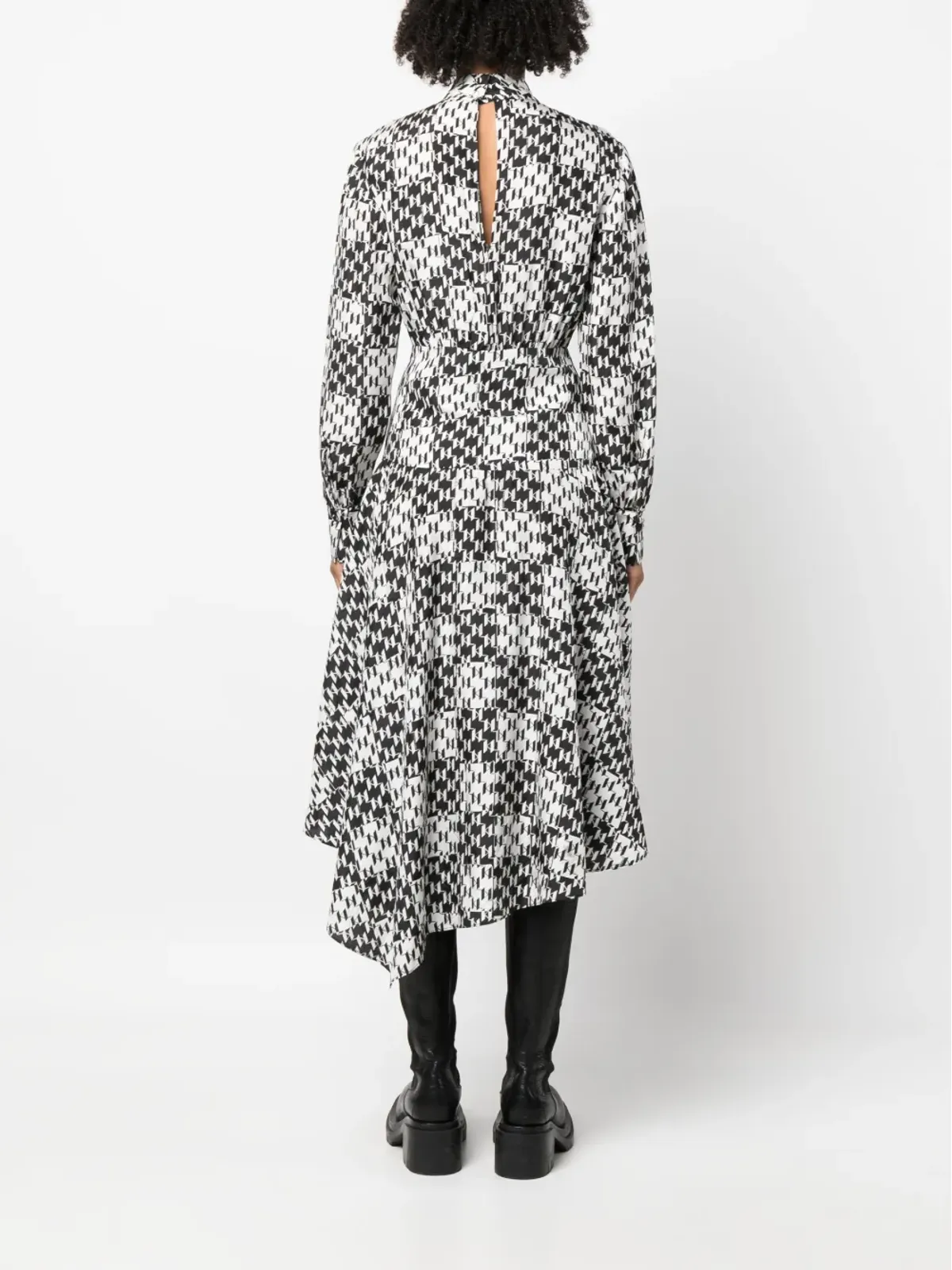 Karl Lagerfeld モノグラムジャカード・シルクドレス - ブラック - 画像4