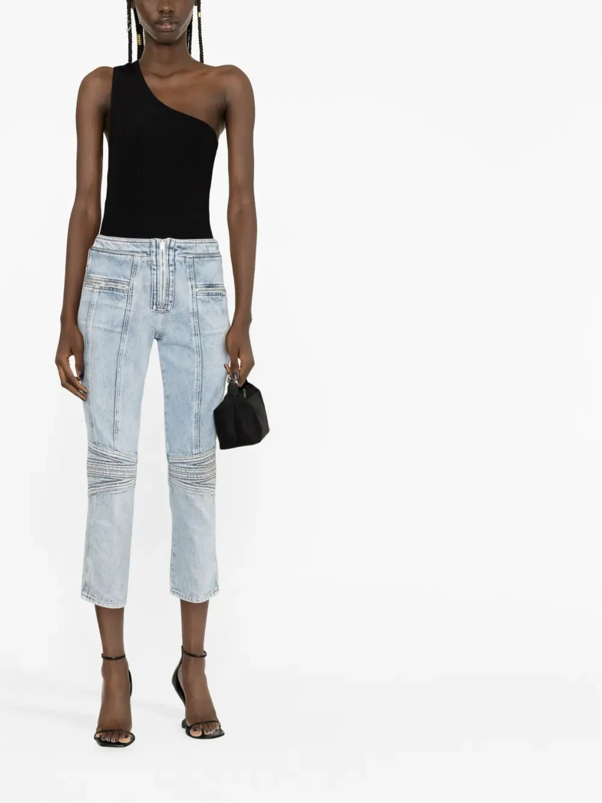 ISABEL MARANT ジップ装飾付きクロップドデニムジーンズ - 画像2