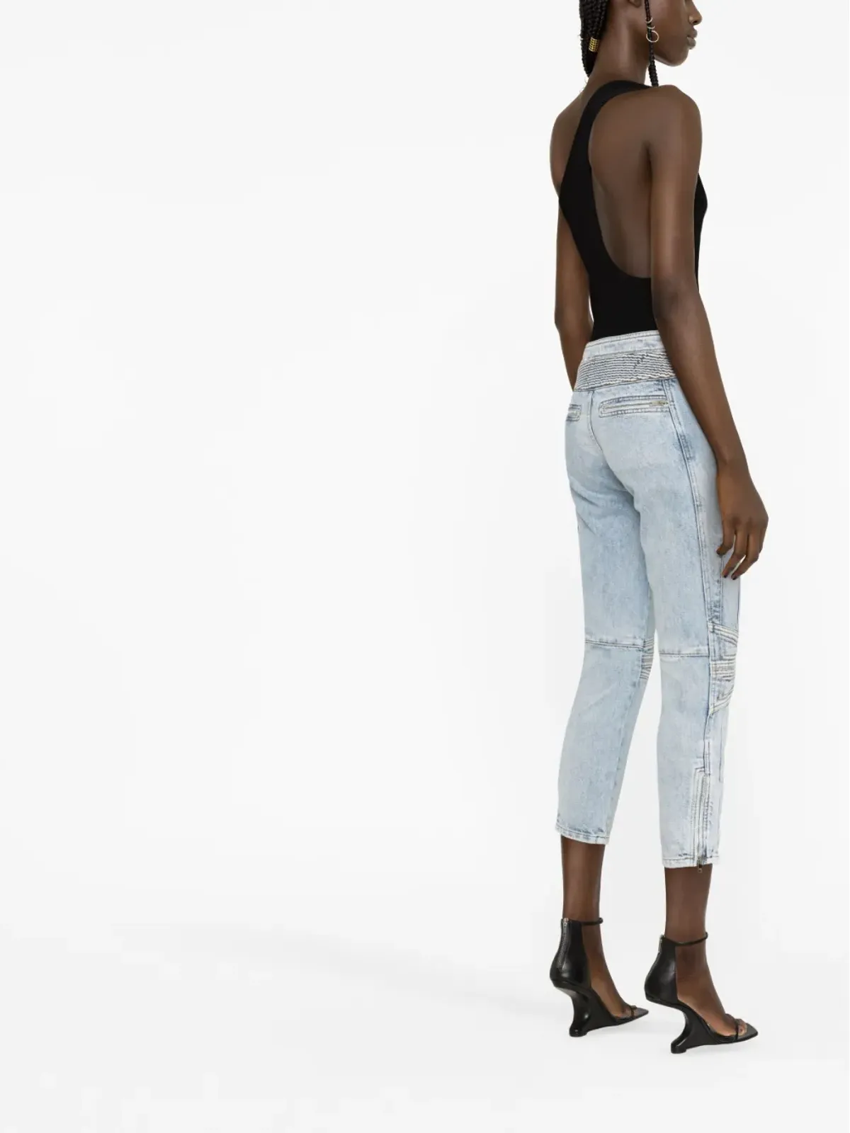 ISABEL MARANT ジップ装飾付きクロップドデニムジーンズ - 画像3