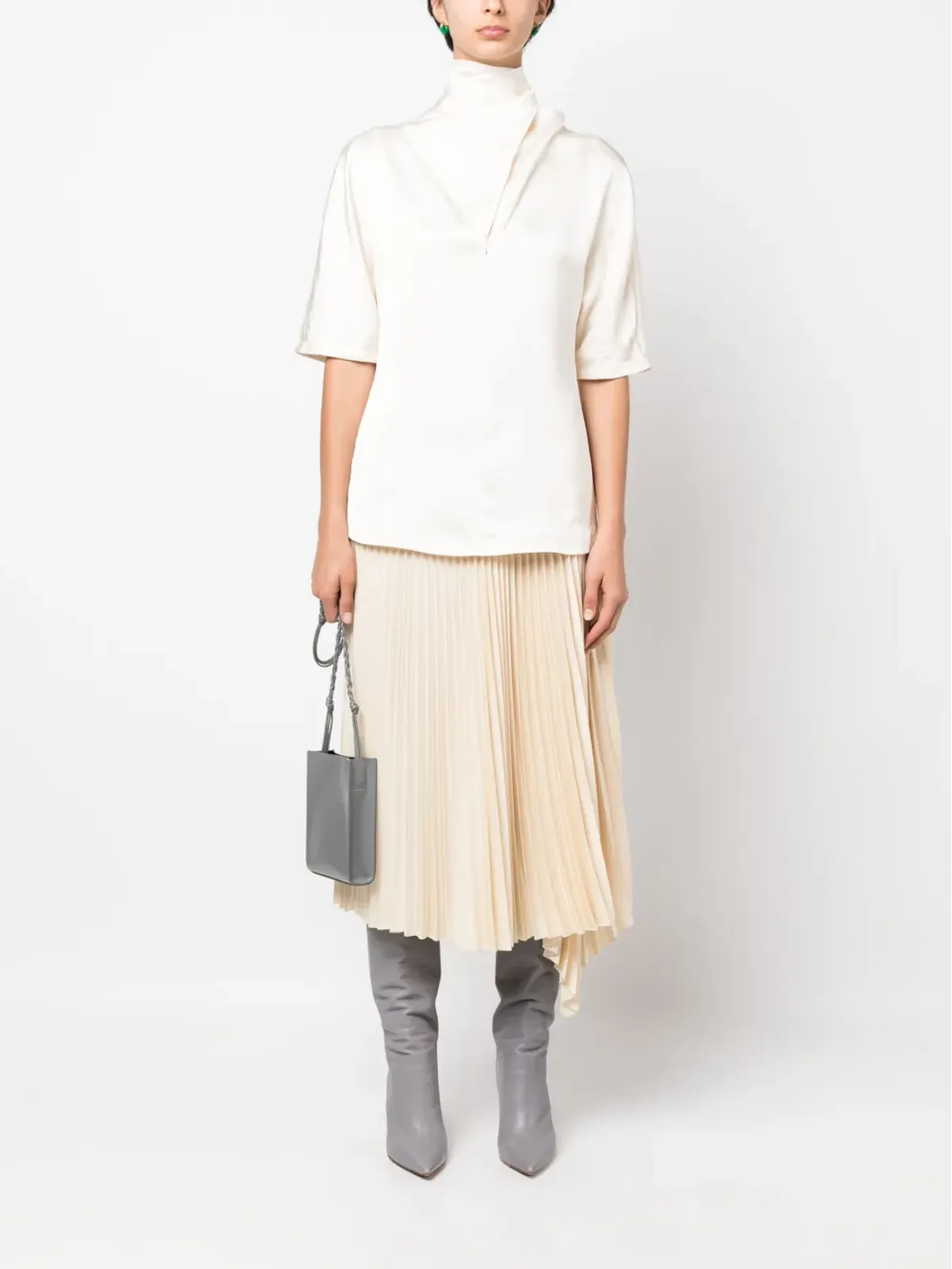 Jil Sander ハイネック シルク ブラウス - 画像2