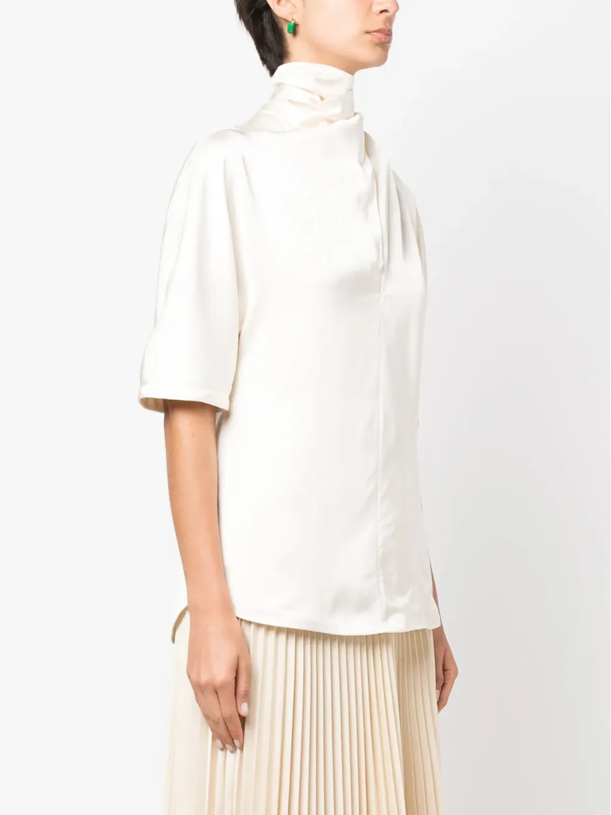 Jil Sander ハイネック シルク ブラウス - 画像3