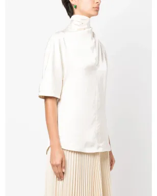 Jil Sander ハイネック シルク ブラウス - サムネイル3