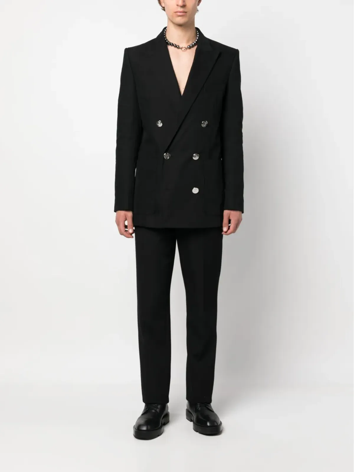 Balmain ダブルブレスト コットンブレザー（ブラック） - 画像2