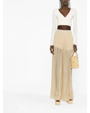 Alberta Ferretti semi-sheer pleated silk trousers - Neutrals - サムネイル2