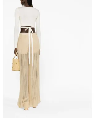 Alberta Ferretti semi-sheer pleated silk trousers - Neutrals - サムネイル3