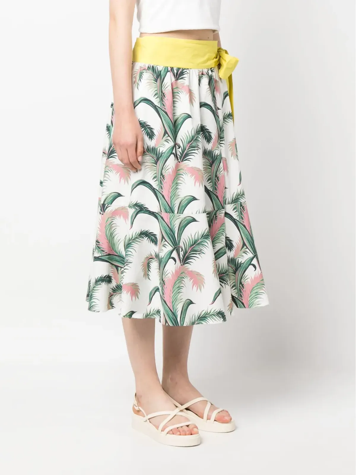 Maison Kitsuné リーフプリントのティアードコットンスカート - 画像3