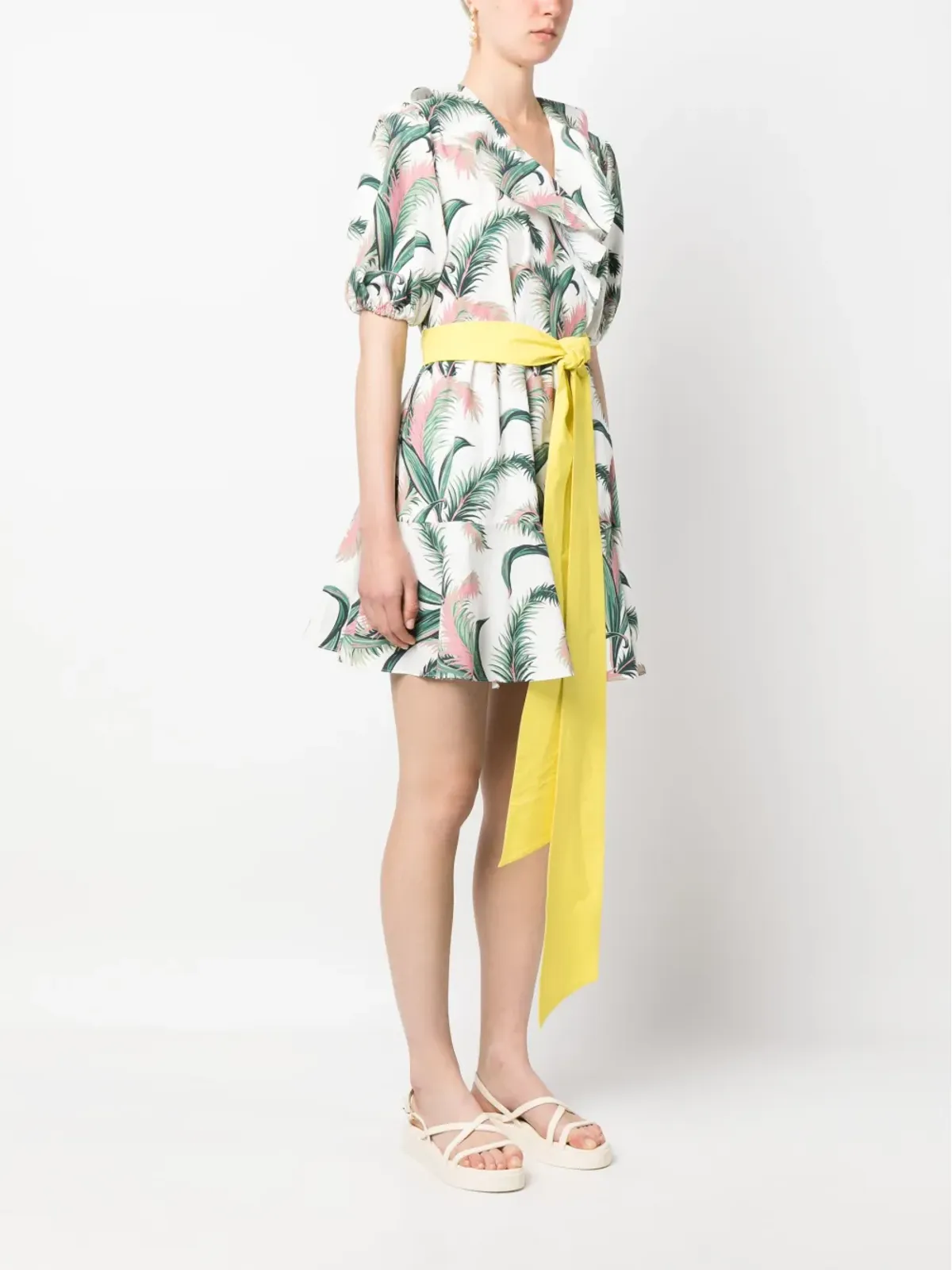 Maison Kitsuné リーフプリント ベルト付き ラップドレス - 画像3