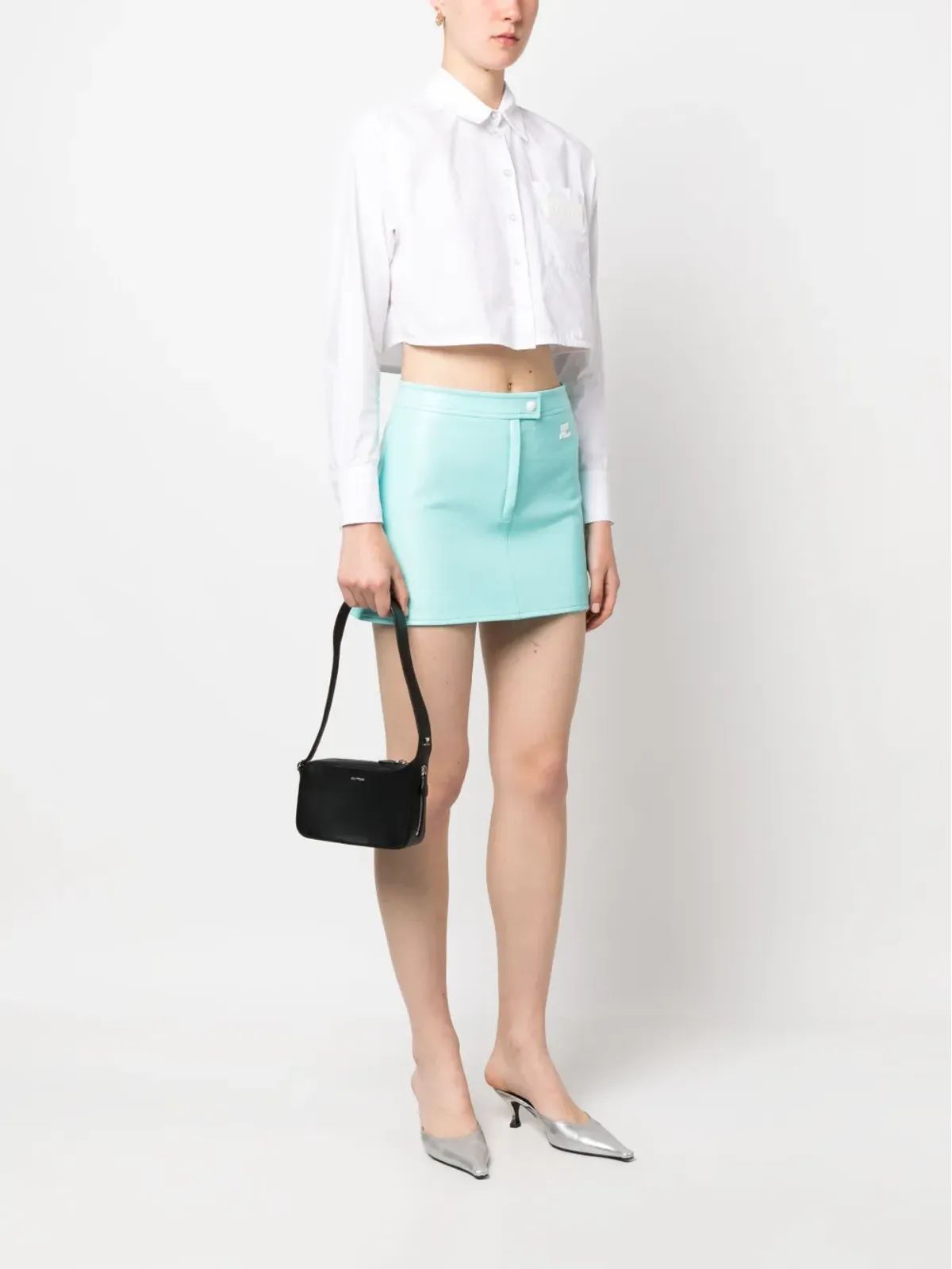 Courrèges ジップ付きレザーショルダーバッグ（ブラック） - 画像2