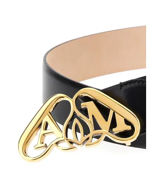 Alexander McQueen シールバックル レザー ベルト ブラック - サムネイル3