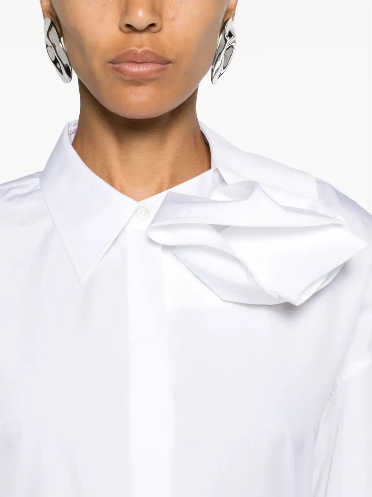 Alexander McQueen Orchid-appliqué poplin shirt - White - 画像5