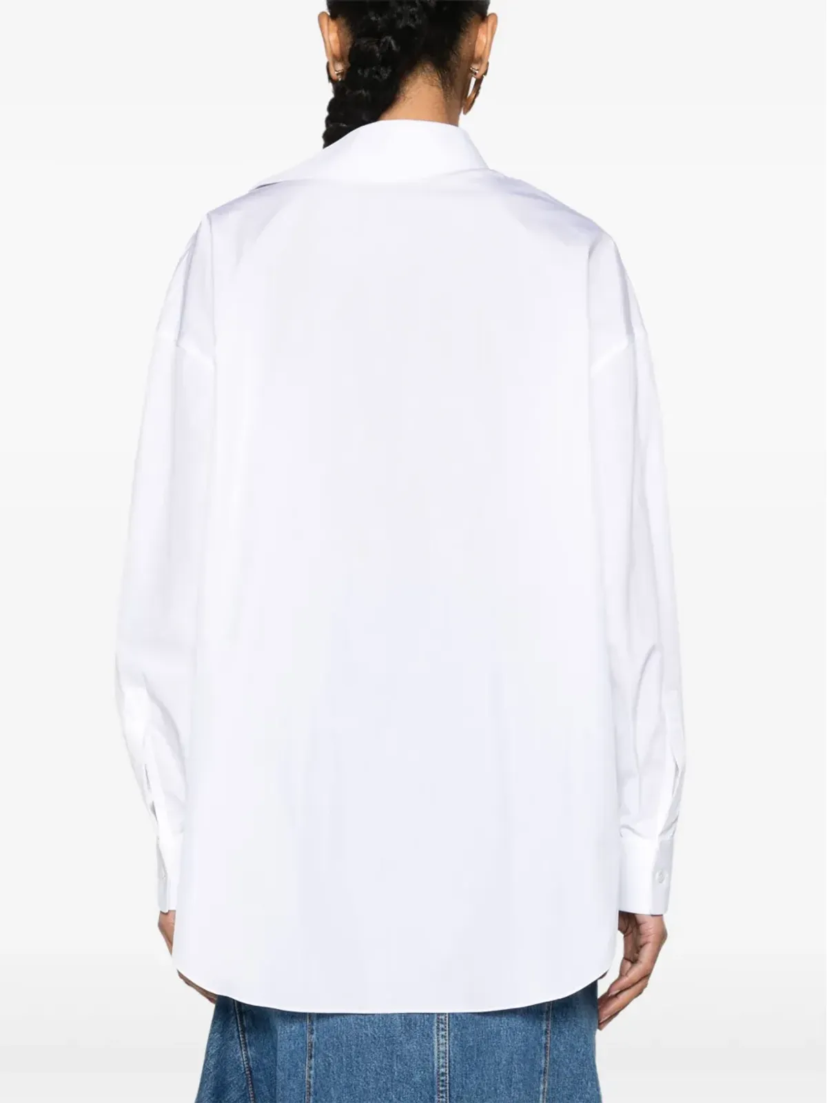 Alexander McQueen Orchid-appliqué poplin shirt - White - 画像4