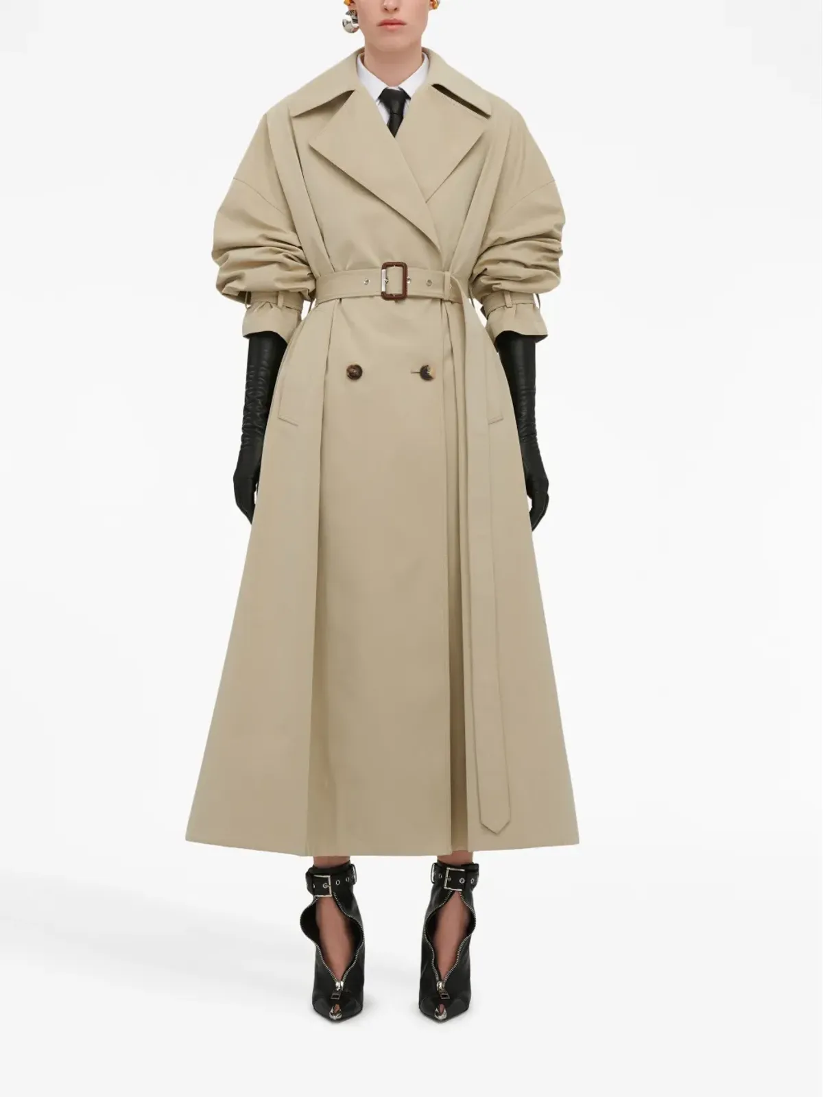 Alexander McQueen Aラインプリーツトレンチコート - 画像2