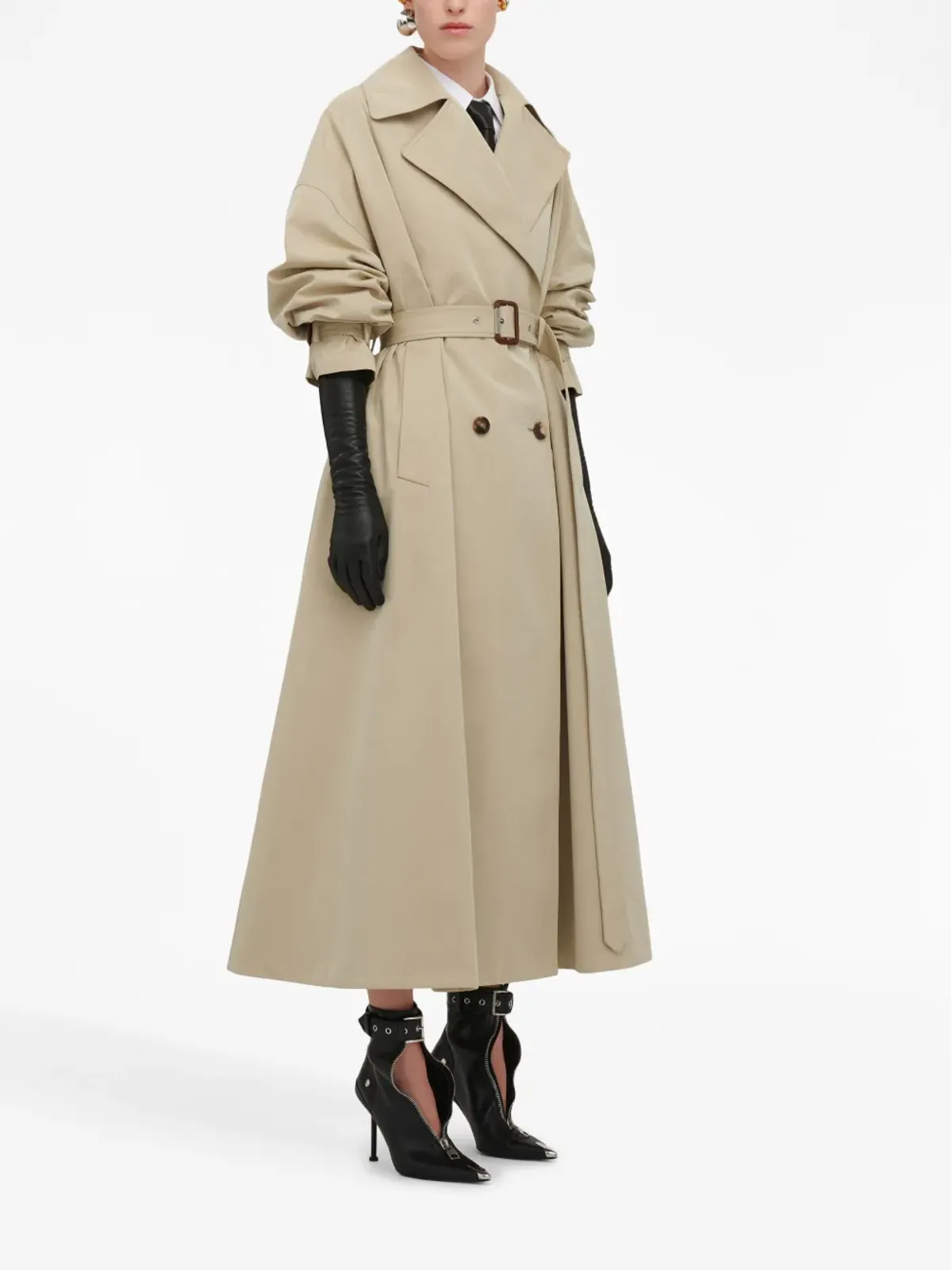 Alexander McQueen Aラインプリーツトレンチコート - 画像3