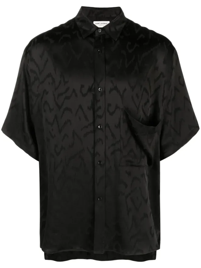 Saint Laurent Saint Laurent ジャカード柄半袖シャツ - Blackの商品画像