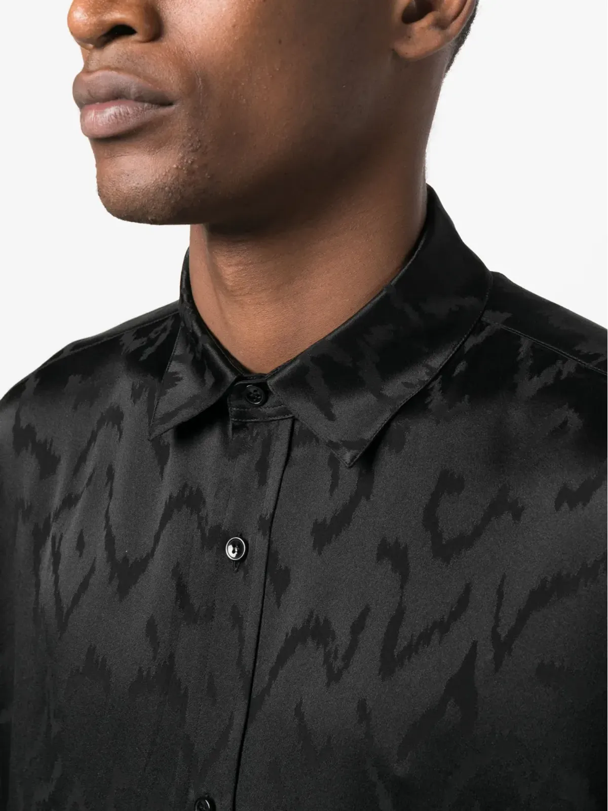 Saint Laurent ジャカード柄半袖シャツ - Black - 画像5
