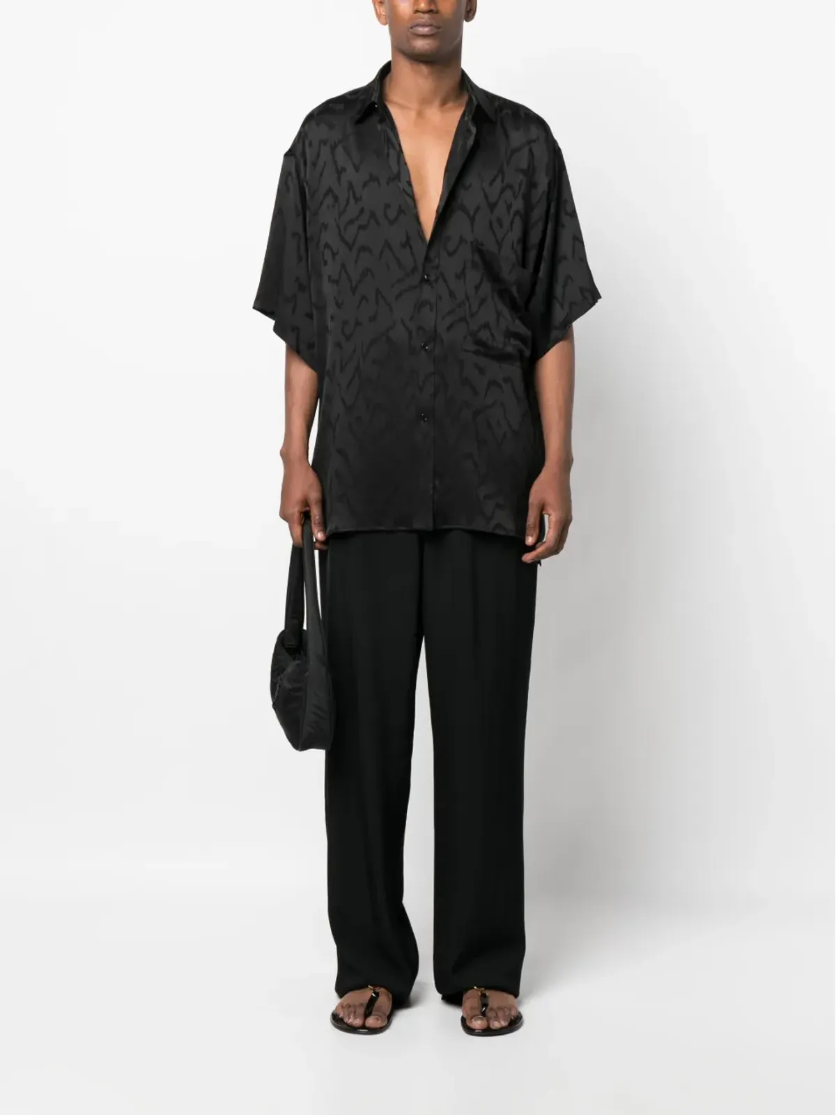 Saint Laurent ジャカード柄半袖シャツ - Black - 画像2