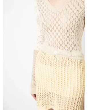 Marine Serre パッチワーク crochet ミニドレス - イエロー - サムネイル5
