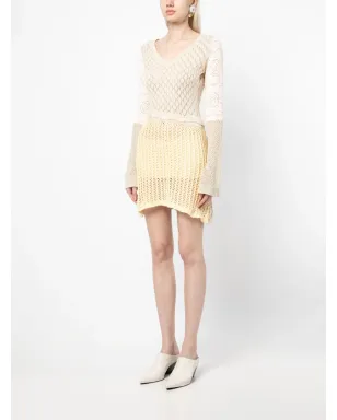 Marine Serre パッチワーク crochet ミニドレス - イエロー - サムネイル3