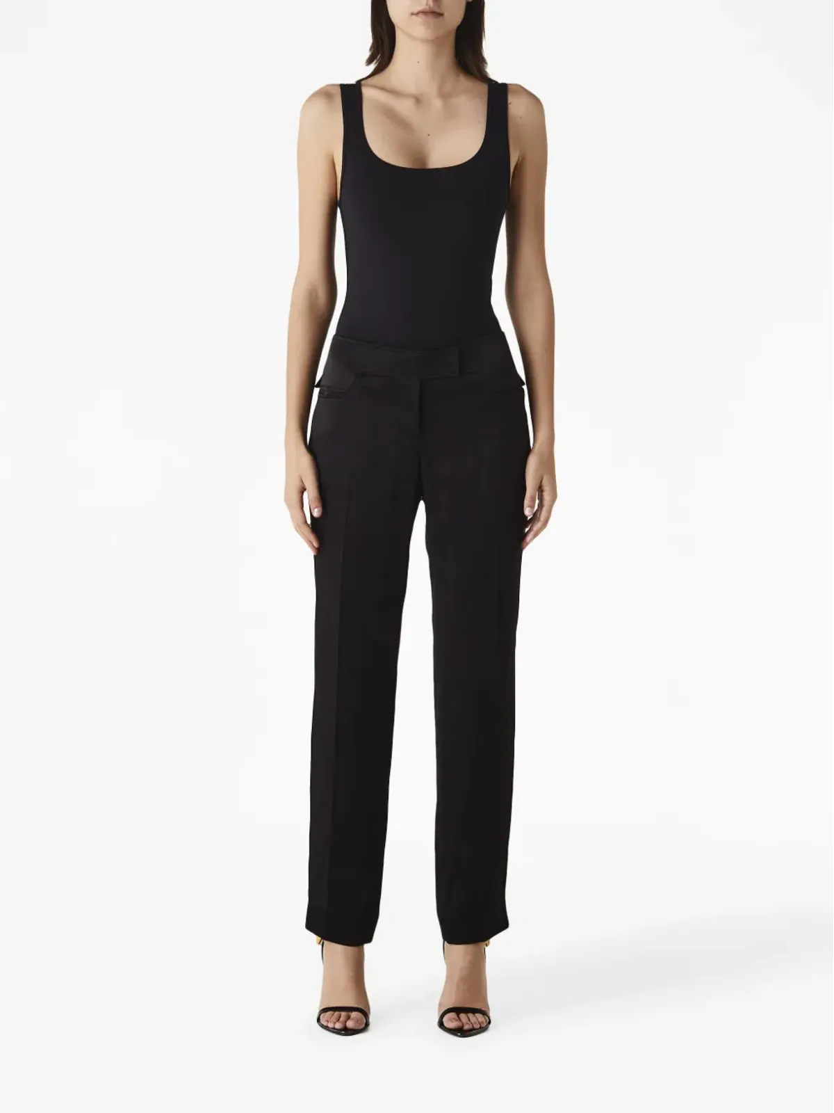 TOM FORD pressed-crease tapered-leg trousers - Black - 画像2