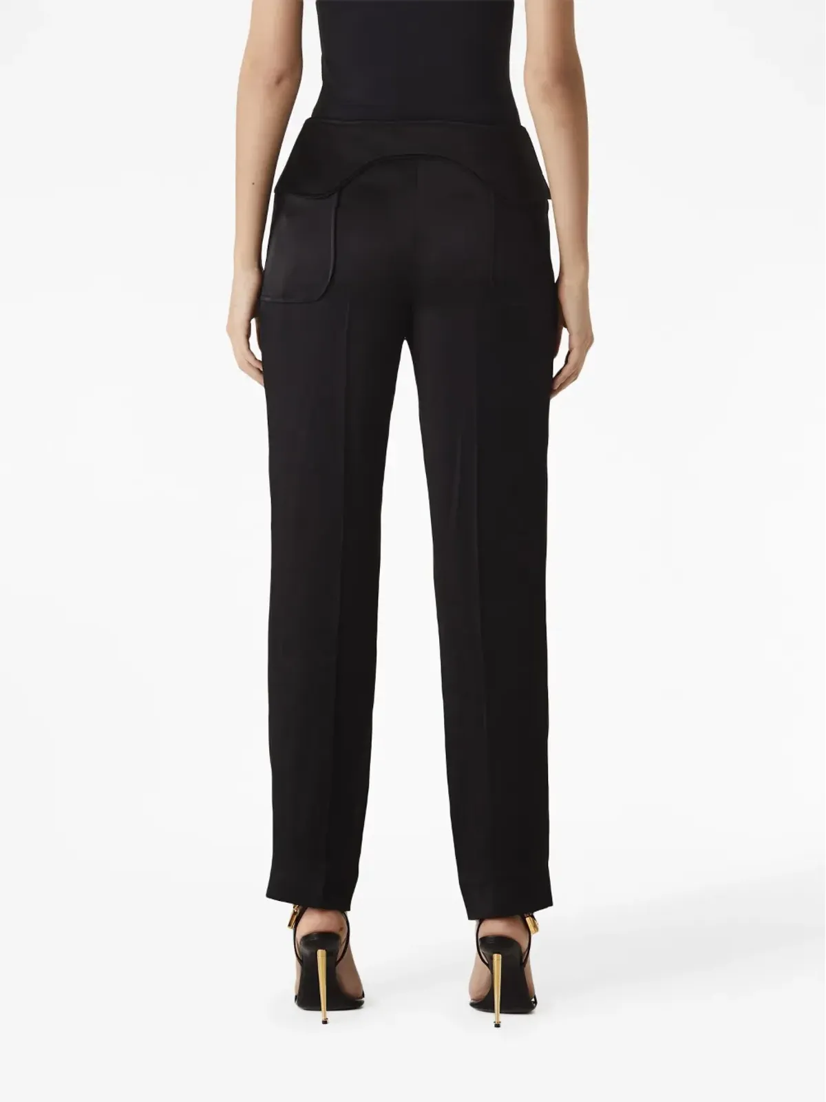 TOM FORD pressed-crease tapered-leg trousers - Black - 画像3