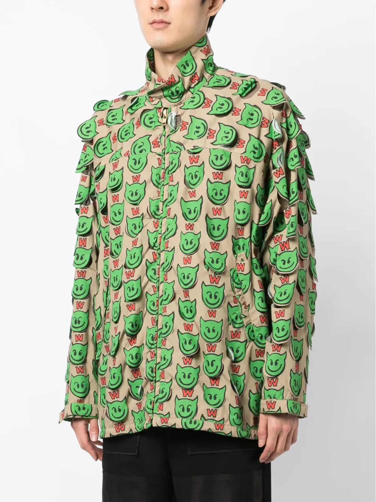 Walter Van Beirendonck モチーフプリントジップアップジャケット ブラウン - 画像3