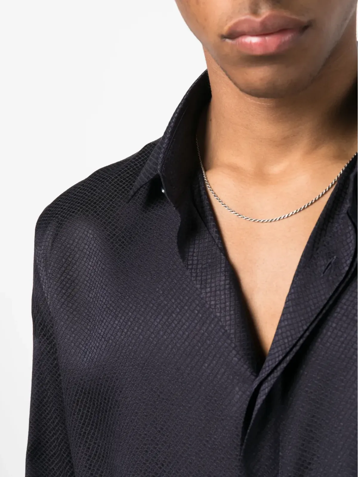 Saint Laurent シルクウールシャツ ブルー - 画像5